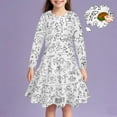 thumbnail image 3 of Girls Coloring Dresses Long Sleeve Casual Cute Dress Twirly DIY Hand Printed Dresses, White, 8 Years, 3 of 3