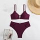 thumbnail image 5 of Conjunto de Bikini de Cintura Alta para Mujeres Color Sólido Sexy Colgantes Ajustables Bikini, Diseño de Corte Alto sin Espalda para Piscina, Playa Y Vacaciones, 5 of 5