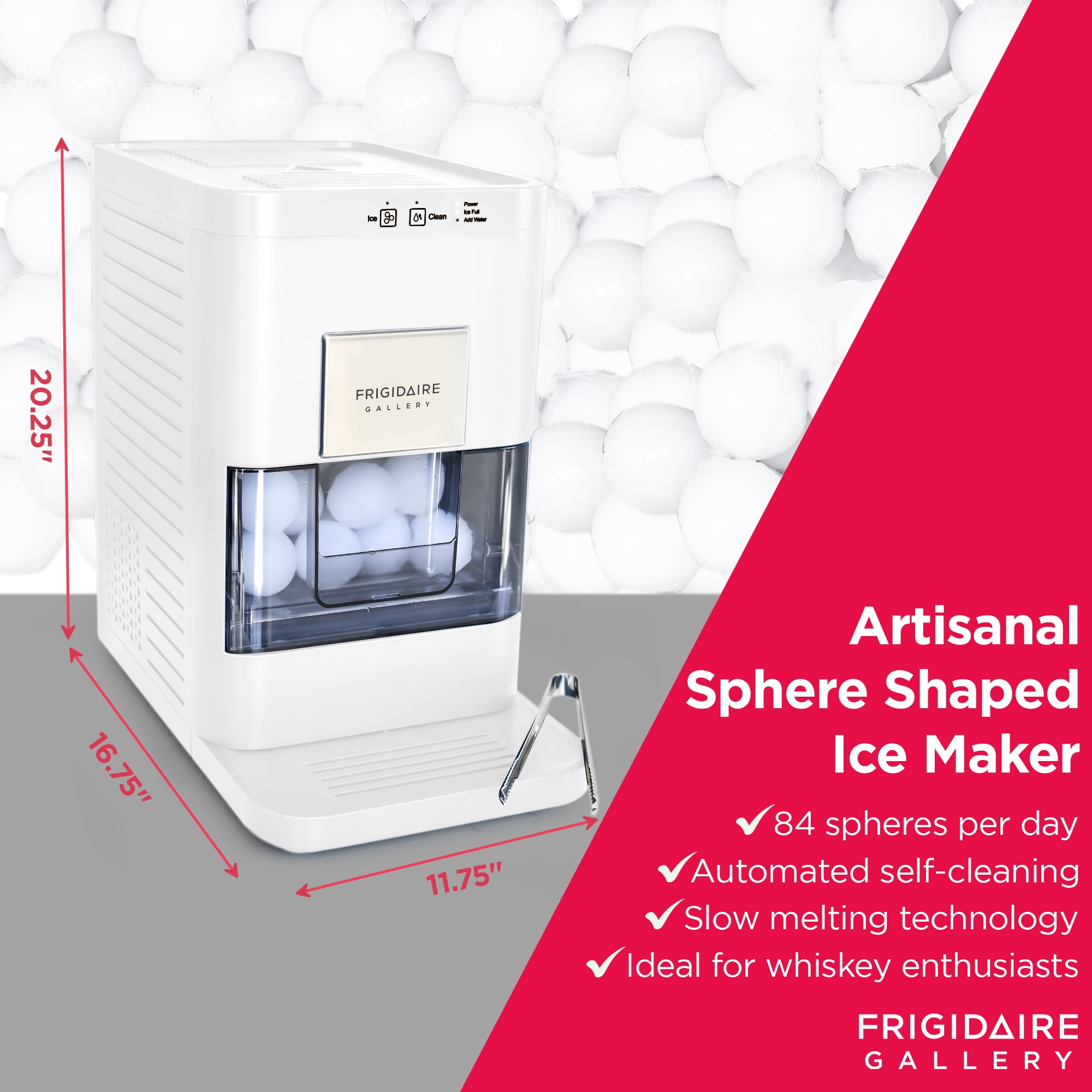 Frigidaire Gallery 82 Sphere Capacity Ice Maker, White