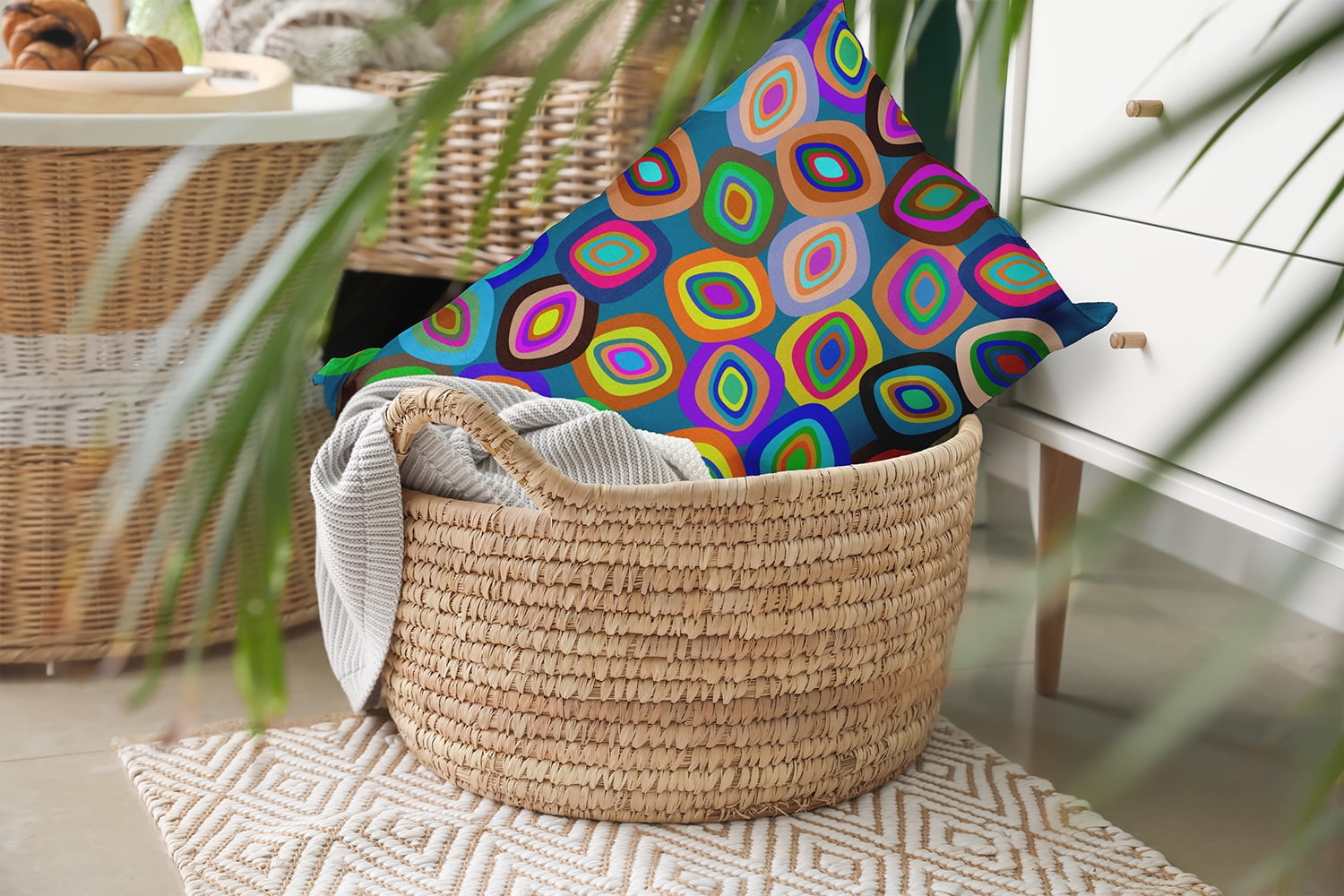 20" x 14" Simply Daisy Modern Leaf Pile Polyester Indoor/Outdoor Pillow, Multi Qty 1