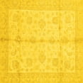 thumbnail image 1 of Ahgly Company Machine Washable Indoor Square Abstract Yellow Modern Area Rugs, 4' Square, 1 of 4