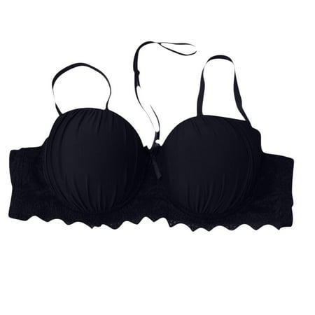 Lovzfmll Women s Bras Lightweight Sexy Bra with Rims Underwire Unlined Plus Size Seductive Comfort Lace Solid Color Breathable Push-Up Unlined Bare Bras Black 40