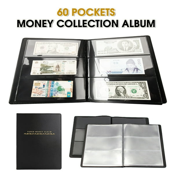60Pocket Dollar Bill Holders for Collectors Paper Money Album Currency
