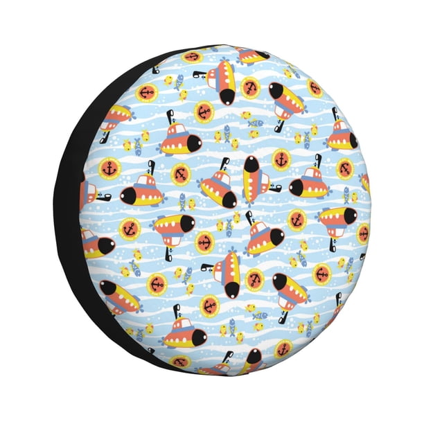 Balery Submarine With Fishes Undersea Cubiertas para Neumáticos - Protector Resistente para Neumáticos de Camioneta, SUV, Remolque, Camper y RV-17 inch