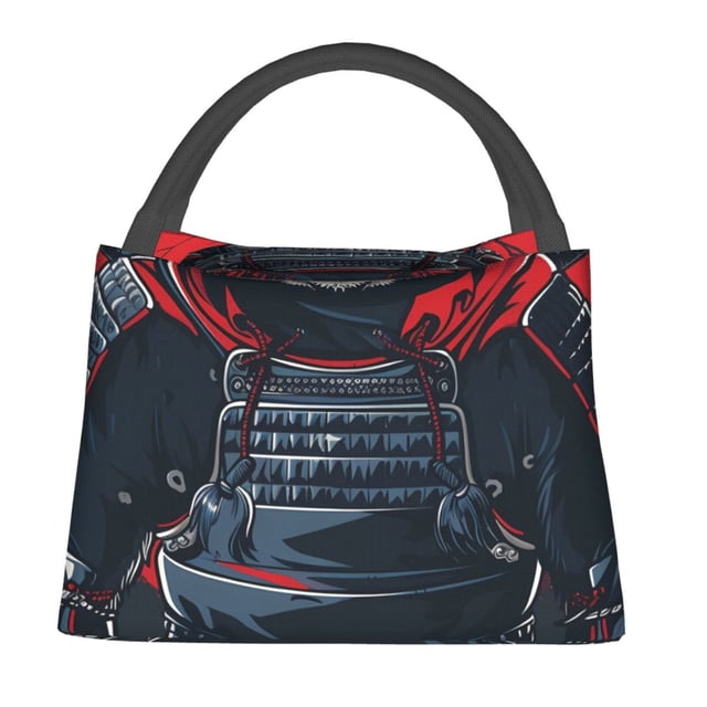 Easygdp Red Black Eastern Panda Warrior Bolsa de Almuerzo Insulada Reutilizable, Bolsa de Mano y Bandolera para Oficina, Trabajo, Viajes