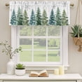 thumbnail image 2 of Green Christmas Tree Curtain Valances for Windows, Kitchen Valance Window Treatments Panel 2 Pack, Xmas Tree Grey Snowflake Rod Pocket Short Curtains for Bathroom Bedroom 54 x 18 Inch, 2 of 8