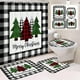 thumbnail image 1 of Juego de 4 cortinas de ducha navideñas para baño | Diseño navideño de Papá Noel | Tela de poliéster impermeable | Incluye cortina de ducha y alfombrilla de baño | Alfombrilla en forma de U | Regalo, 1 of 6