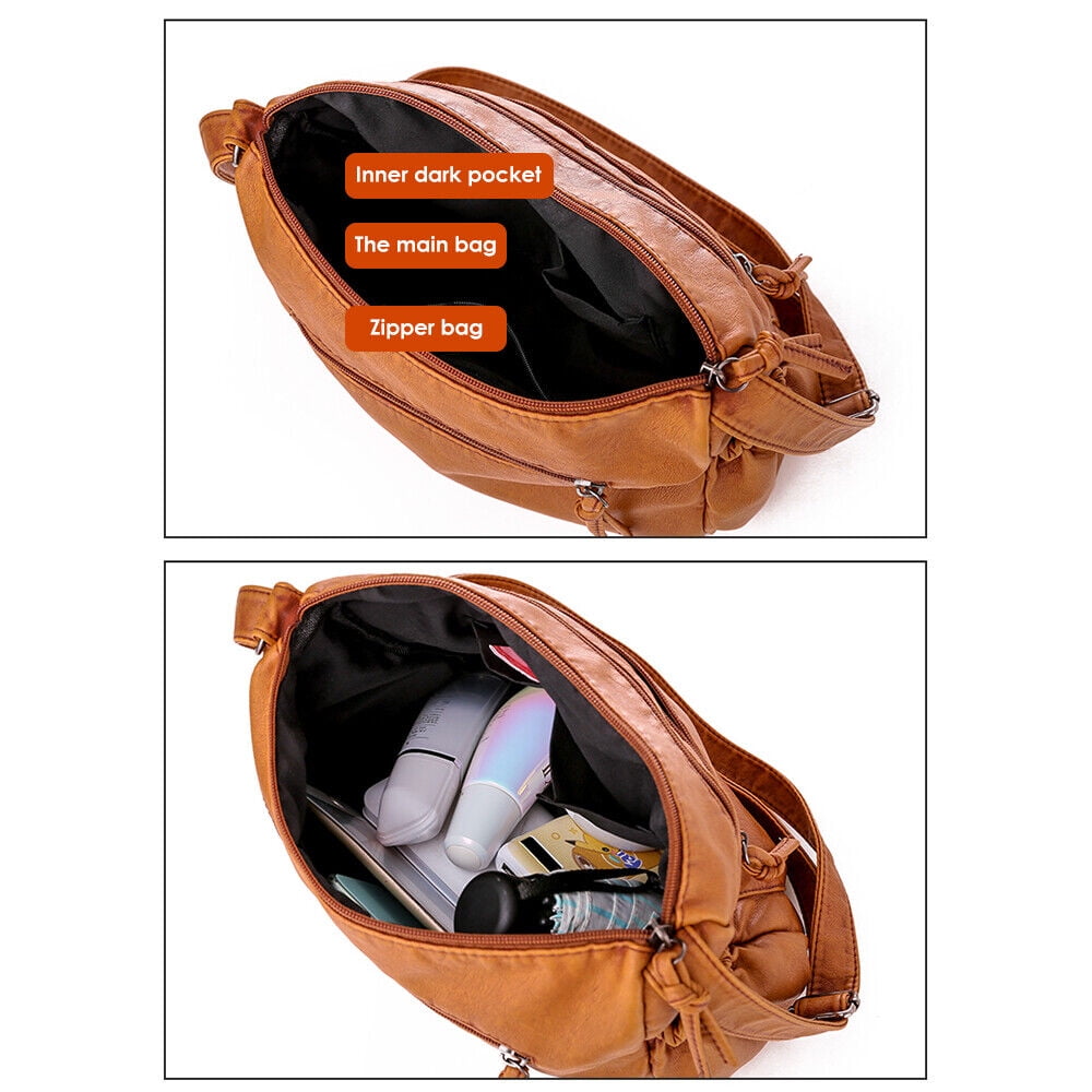 Purses Handbags for Women Vintage Crossbody Shoulder Bag Soft PU Leather Lightweight Handbag Purse