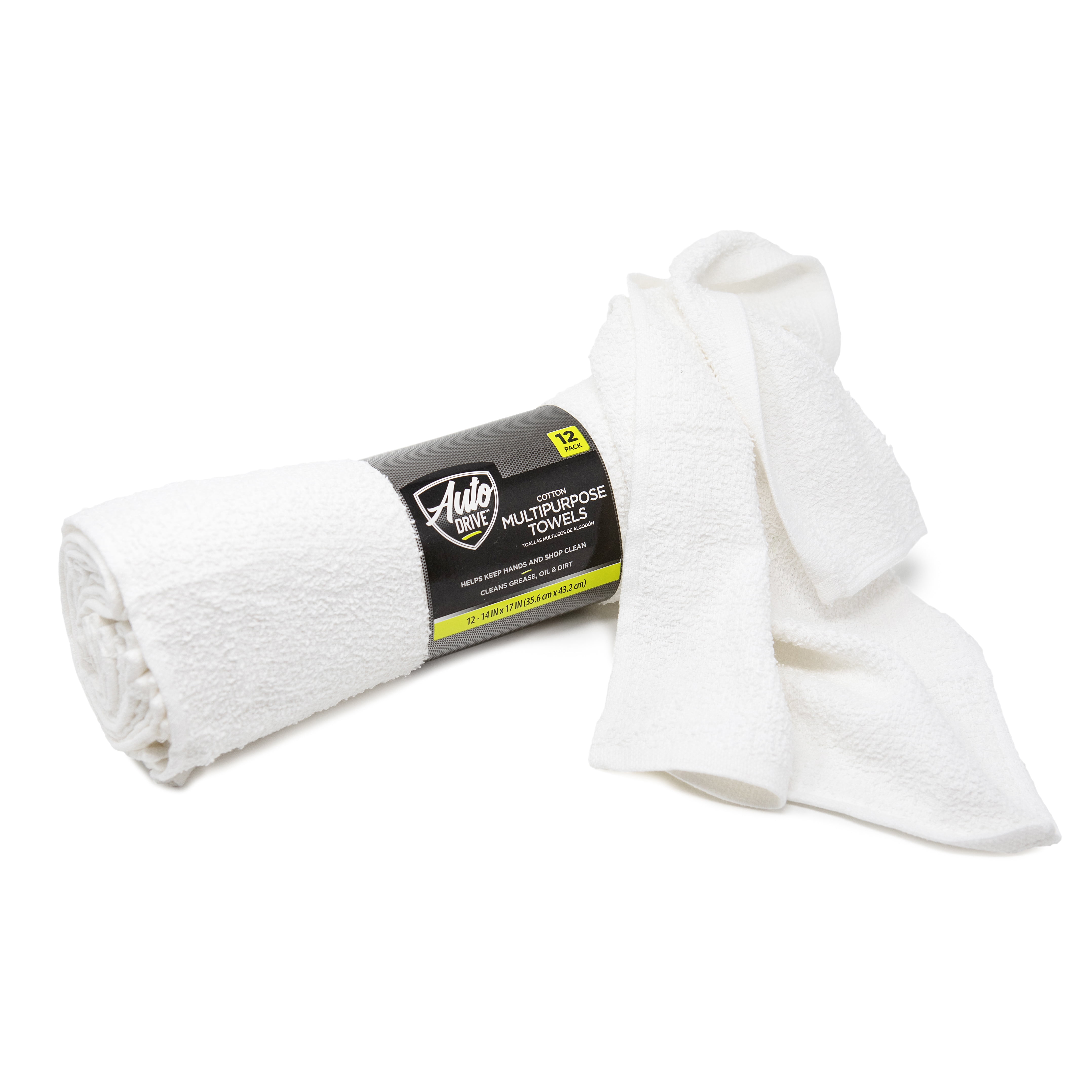 Hyper Tough 100% Cotton 14 x 17 All Purpose Terry Towels, 18 Pack, White