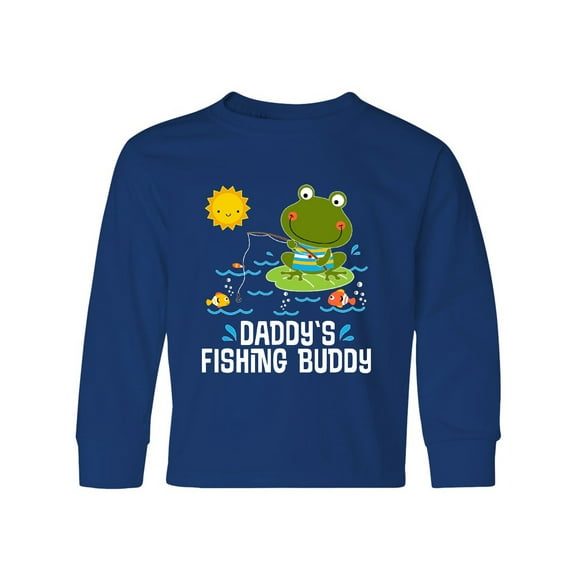 Inktastic Daddys Fishing Buddy Cute Frog Long Sleeve Youth T-Shirt