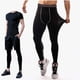thumbnail image 3 of Men's Compression Pants Elastic Men Workout Leggings Fast Drying Athletic Workout Running Tights Grey Line L, 3 of 4