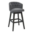 thumbnail image 2 of Saginaw 26" Counter Height Wood Swivel Tufted Barstool in Espresso Finish with Grey Fabric, 2 of 8