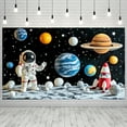 thumbnail image 2 of Outer Space Astronaut Birthday Party Backdrop Kids Boys Space Theme Birthday Party Photography Background Universe Planet Rocket Stars School Activity Shoots Video Props, 2 of 4