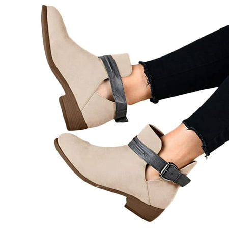 

Lady Solid Casual Ankle Booties Odor-proof and Shock-absorbing Suitable for Going Beach Side Wear Beige 43