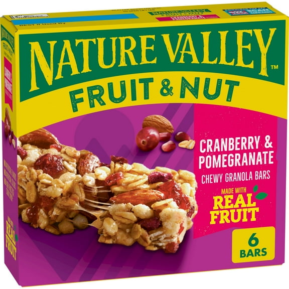 Nature Valley Chewy Fruit & Nut Granola Bars, Cranberry Pomegranate, 6 Bars, 6.7 OZ