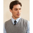 thumbnail image 5 of Kallspin Men's Vest Sweater Wool Blend Lightweight V Neck Sleeveless Pullover(Light Gray,2X-Large), 5 of 10