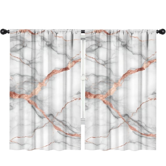 Blackout Kids Curtains,White and Copper Marble Pattern Children's Insulated Curtains Set Of 2,Bedroom Essentials,Toddler Room Decor 52"x84"