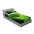 thumbnail image 2 of Ambesonne Green Fitted Sheet & Pillow Sham Set, Brazilian Tree Leaf Eco, Twinxl, Olive and Dark Green, 2 of 2