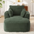 thumbnail image 2 of Muumblus Chaise Lounge Indoor, Cozy Lounge Chair Sleeper Sofa for Adults, No Assembly Required, Green Corduroy, 2 of 9