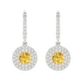 thumbnail image 3 of 1.63 ct Lever-Back Drop Dangle Earrings for Women | 5mm Round Cut Natural Citrine | 18K White/Rose Gold, 3 of 5