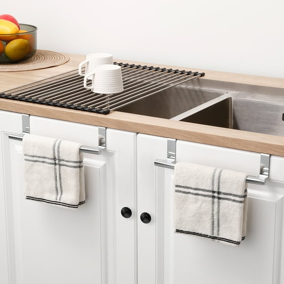 KES Over The Cabinet Door Towel Rack, 2 Pack Kitchen Towel Rack Over Cabinet Towel Bar Towel Holder SUS304 Stainless Steel Polished, WMKTH001PSP2