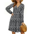 thumbnail image 2 of UVN Vestidos de Otoño para Mujer, Vestido Midi de Manga Larga con Cuello en V y Corte a, Vestido Veraniego con Estampado Floral de Playa Boho, 2 of 7
