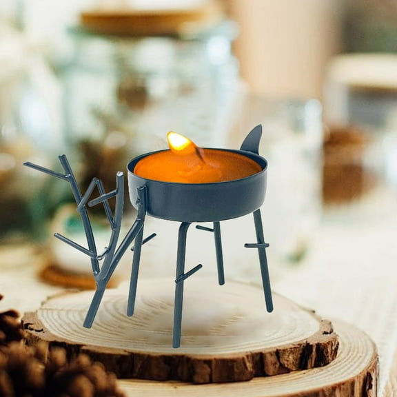 YOHAVEN Deer Candle Holder Small Iron Holiday Tabletop Decoration Christmas Party Home Decor Fireplace Mantel Dining Table Centerpiece Festive Gift
