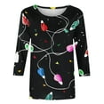 thumbnail image 4 of Holiday Gifts! Titcea Christmas Shirts for Women 3/4 Sleeve Crewneck Cute Christmas Print Pullover Sweaters 2024 Loose Comfort Casual Tops, 4 of 5