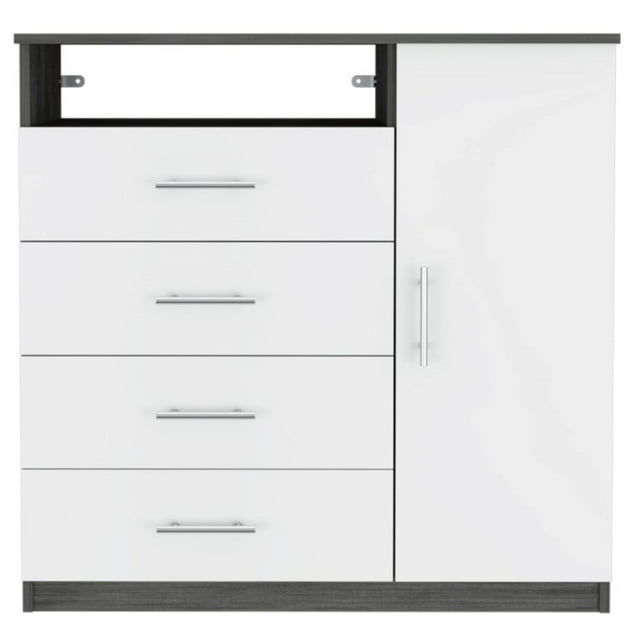TUHOME Peru 4 Drawer Dresser - White / Ash Engineered Wood - For Bedroom