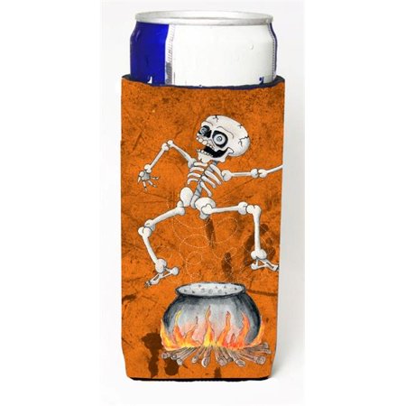 

Skeleton Jumping From Witches Caldron Halloween Michelob Ultra bottle sleeves For Slim Cans - 12 oz.