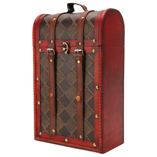 Caja de Vino ANGGREK Retro de Madera Cofre Vintage Portátil para Cumpleaños
