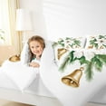 thumbnail image 4 of Feelyou White Rustic Floral Full Size Comforter Sets, Gold Christmas Bell Bedding Comforter Set, Vintage Festival Reversible Bedding Sets, Breathable Home Decor,3 Pieces, 4 of 8