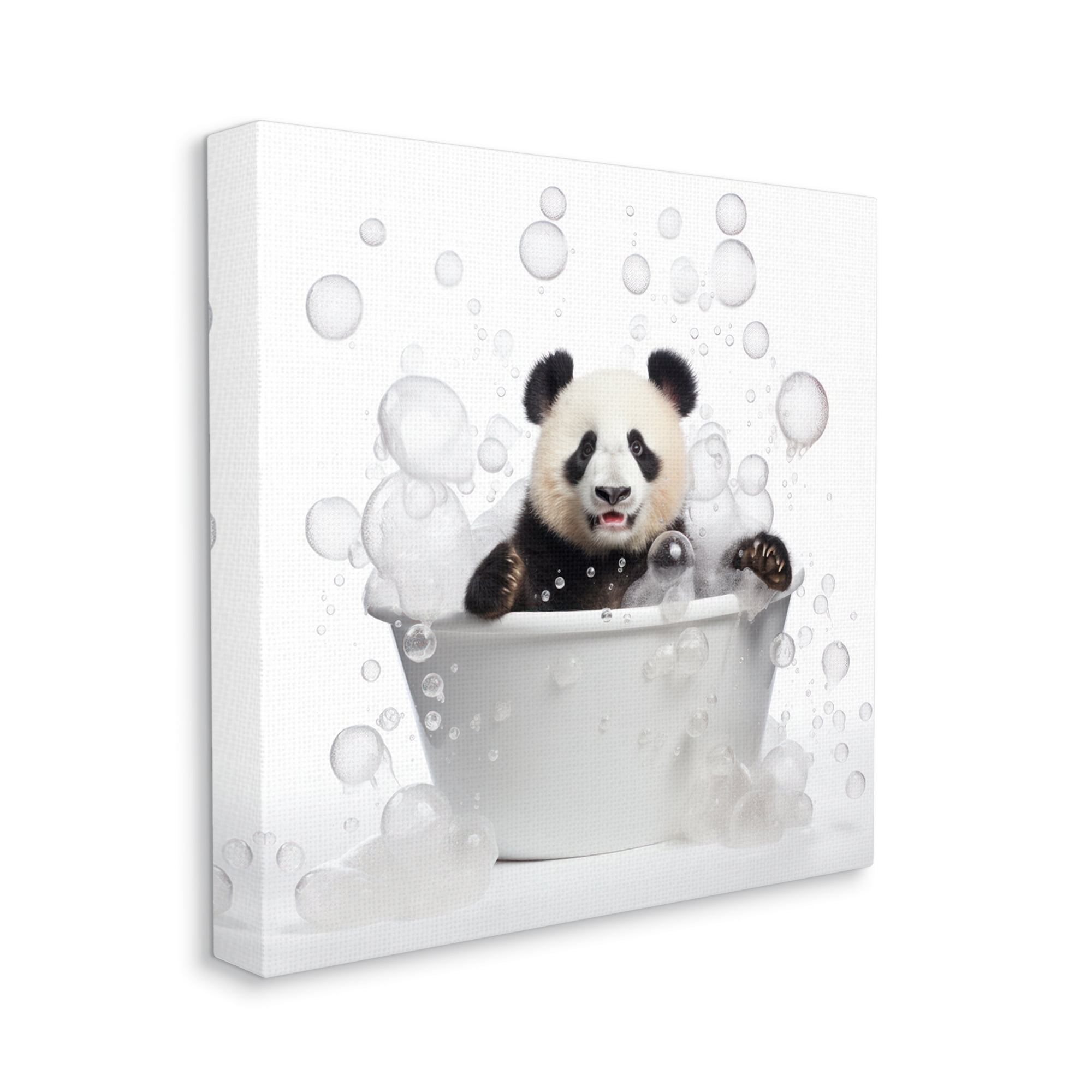 Stupell Industries Panda Bubble Bath Animals & Insects Painting Gallery Wrapped Canvas Art Print Wall Art, 30 x 30