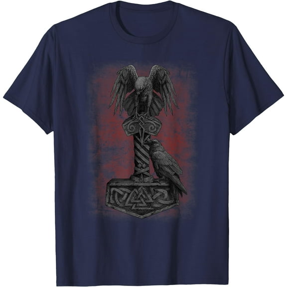 Viking Norse Mythology Thor's Mjolnir Odin's Huginn & Muninn DTG Print Unisex T-Shirt