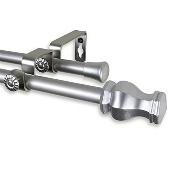 Central Design 5713-845D 0.625 in. Dia. Nolan Double Curtain Rod, Satin Nickel - 84-120 in.
