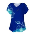 thumbnail image 4 of ALLLIST Short Sleeve Womens Tops Clearance Under $10 Blue V-Neck Floral Button T-Shirts Casual Blouse for Women, 4 of 4