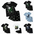thumbnail image 4 of HCNTES Toddler Baby Boy Spring Clothes Dinosaur Print Short Sleeve T-Shirt Top + Elastic Waist Shorts Set Spring Outfit For 18-24 Months 2t 3t 4t 5t 6t Summer Pjs Children(Z01-Light Green,2-3 Years), 4 of 4