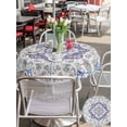 thumbnail image 4 of Blue Purple Boho Outdoor Tablecloth - 60 Inch Round Dining Table Cover, Vintage Abstract Art Floral Ethnic Tribe Waterproof Outdoor Table Cloth with Umbrella Hole & Zipper for Picnic/Patio/Party, 4 of 7
