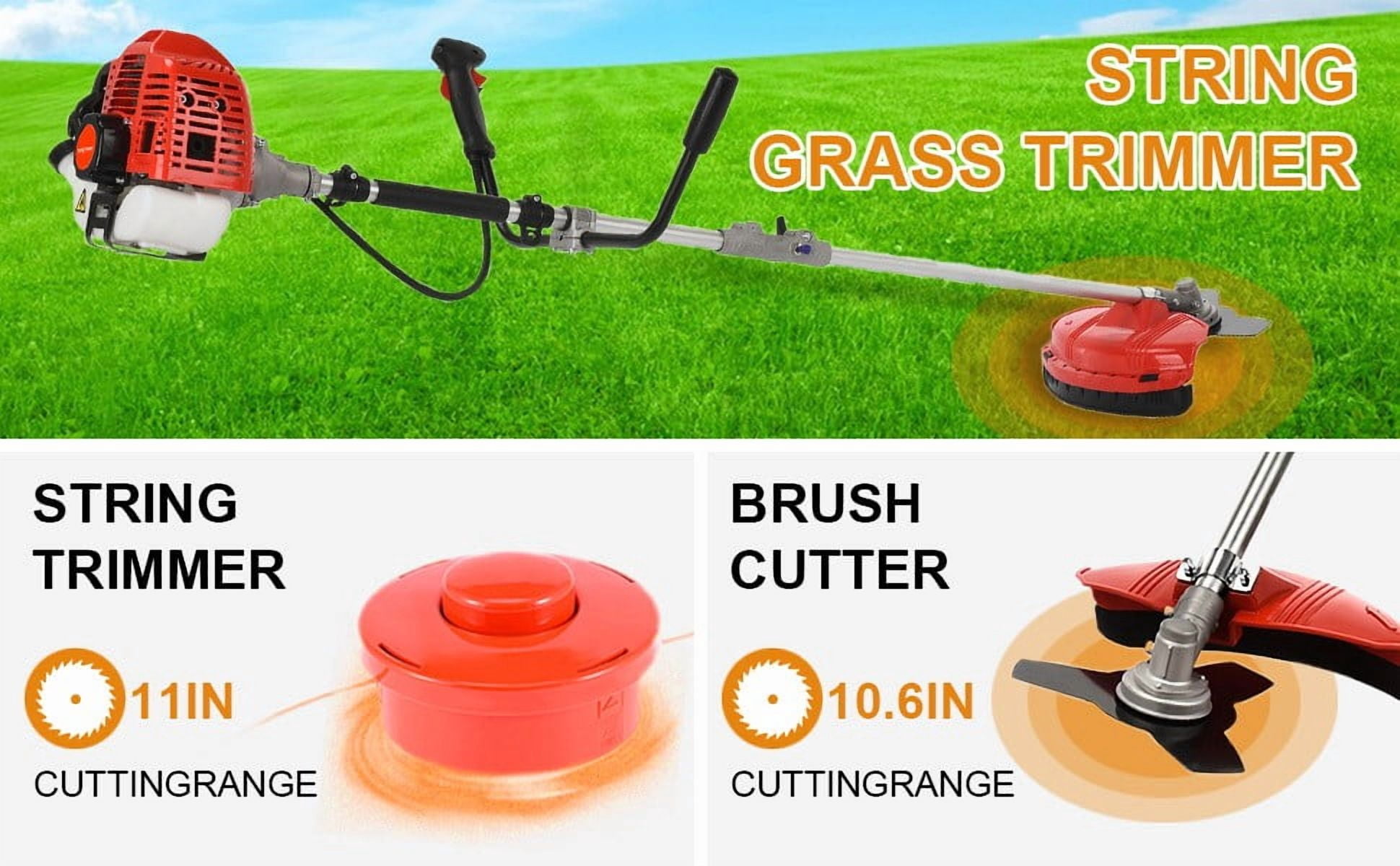 Gas Weed Eater, 52CC 2-Stroke Weed Wacker Gas Powe, 2 in 1 Multi-Functional String/Grass Trimmer, Brush Cutter for Gardening