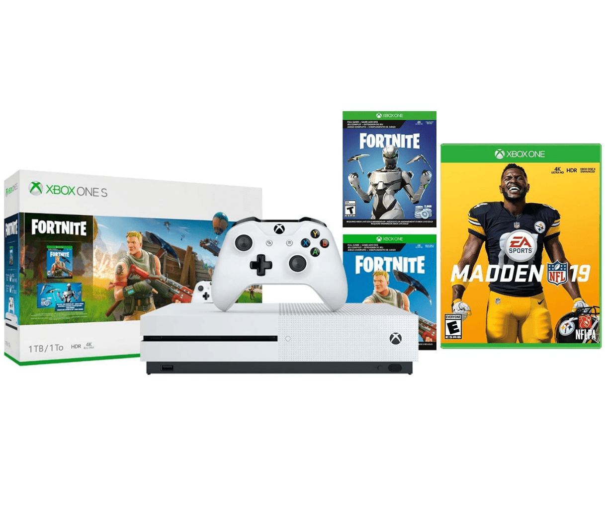 Technologie adverteren creatief Xbox One S Battle Royale NFL 19 Bonus Bundle: Fortnite, Eon Cosmetic, 2,000  V-Bucks, Madden NFL 19 and Xbox One S 1TB Gaming Console White - Walmart.com