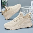 thumbnail image 5 of Domzle Women's Walking Shoes Comfortable Cushion Running Tennis Shoes Non-Slip Athletic Workout Cross Training Sports Fashion Sneakers Beige 37, 5 of 9