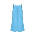 thumbnail image 6 of Qiopertar Women's Strapless Back Pleated Dress Casual Halter Neck Sleeveless Short Cocktail Party Vacation Beach Travel Fashion Trendy Mini Dress, Sky Blue XL, 6 of 7