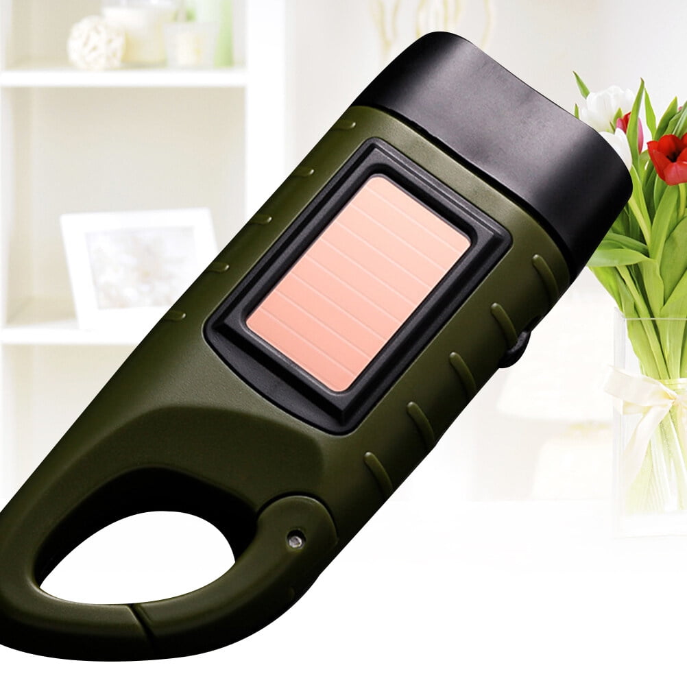 Solar Powered Hand Crank Flashlight- Rechargeable LED Cranking Light With  Clip By Stalwart (For Emergency Hiking Camping and Survival Gear) 