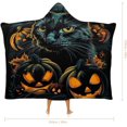 thumbnail image 2 of Halloween Wearable Blanket Cat Pumpkin Hooded Blanket Hooded Cloak Flannel Fleece Shawl for Adult Kids, 2 of 6