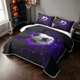 thumbnail image 3 of Manfei Sports Football Quilt Full, Gradient Lightning Full Bedspread Sets, Sky Blue Shatter, Black Reversible 3pcs, 1 Coverlet and 2 Pillowcases, 3 of 7