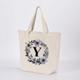 thumbnail image 2 of HIFA Initial Tote Bag for Women, Personalized Canvas Tote Bag - Two-Tone, Zipper Closure, Inner Pocket, Organic Cotton, Sturdy - Multipurpose Shoulder Bag Suitable for Shopping, Grocery, Beach, Travel, 2 of 5
