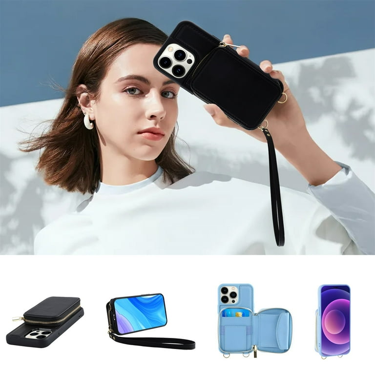 iPhone 15 Pro Max Crossbody Wallet Case, Zipper Card Phone Case with Wrist Strap, Handbag Purse Flip Cover with RFID Blocking Gift for Women Men iPhone 15 Pro Max Crossbody Wallet Case, Zipper Card Phone Case with Wrist Strap, Handbag Purse Flip Cover with RFID Blocking Gift for Women Men