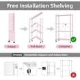 thumbnail image 5 of Storage Shelves 4-Tier Foldable, Metal Organizer and Storage Rack for Bathroom Kitchen, Display Storage Shelf with Wheels, No Assembly Shelving Unit for Pantry and Garage 4 Hooks, Pink, 5 of 6