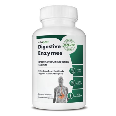VitaPost Digestive Enzymes Supplement Supports Healthy Digestion Naturally - 60 Capsules