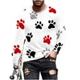 thumbnail image 2 of Ceisia Men's Colorful Glitter Paw Print T-Shirt | Slim Long-Sleeve Crewneck Casual Top Gift, 2 of 5
